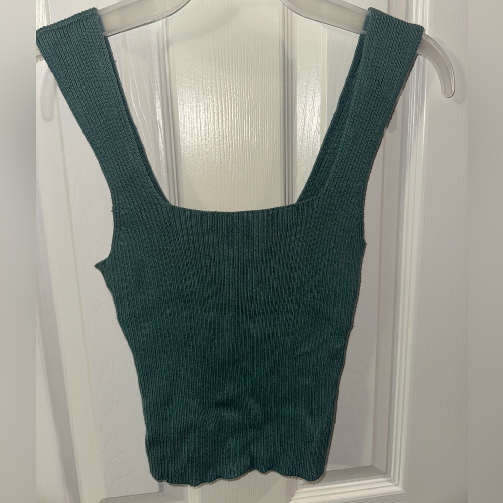 Abercrombie & Fitch Women's Green Ribbed Sweater Cropped Tank Size Small
